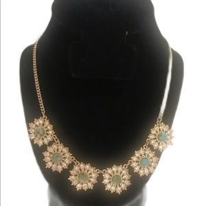 Statement piece necklace. Goldstone with crystals and iridescent stones.